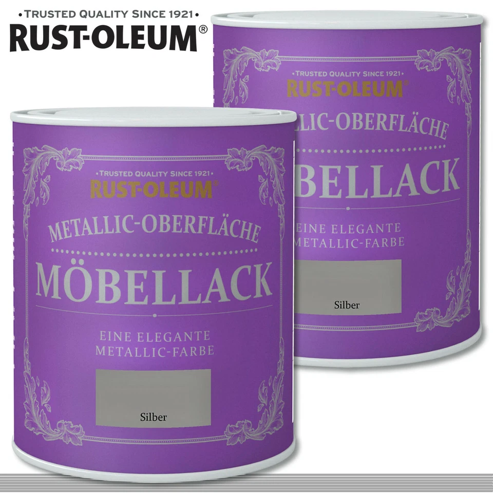 Rust-Oleum 2x750 ml Metallic Oberfläche Möbellack Silber Shabby Rustoleum Chalky - Bild 1 von 1