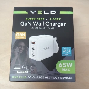 (NN) Veld Superschnelles 3 Port GaN Ladegerät, 65 W Max, Universal, Neu in OVP - Bild 1 von 2