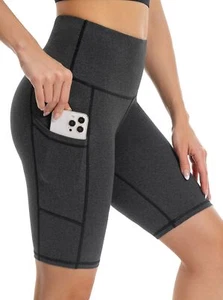Biker Shorts Women High Waist Out Pocket Yoga Short Tummy Control Workout Run... - Picture 1 of 6