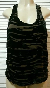 NUEVO SIN ETIQUETAS MYNE Ashley Ann Marrón Terciopelo Burnout Estampado Cebra Camisa Top Talla 2 - Imagen 1 de 4