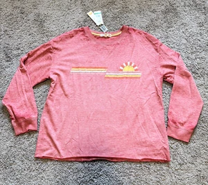 NWT - C&C CALIFORNIA WOMEN'S MINERAL RED SUNRISE L/S GRAPHIC TOP TEE SHIRT - L - Picture 1 of 2