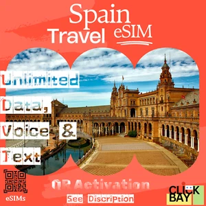ESIM, ESPAGNE Travel eSIM, 35Go de données internet + appels et SMS illimités pendant 30 jours - Photo 1 sur 7