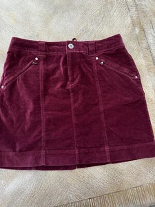Athleta Burgunderrot Samt A-Linie Rock Gr. 12 Kordelzug Taille 36” Länge 18” - Bild 1 von 6