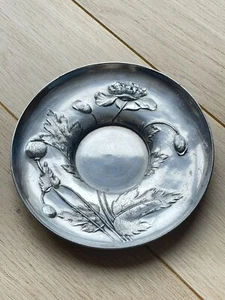 Jolie Coupelle ART NOUVEAU à décor de fleurs en métal argenté - Gallia orfèvre - Picture 1 of 3