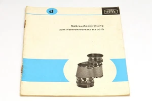 Original Carl Zeiss Gebrauchsanweisung zum Fernrohrvorsatz 8x30 B - Picture 1 of 2