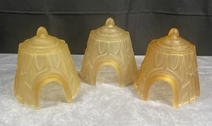 Set of 3 Antique Art Deco Slip Shades Only for Light Fixture Vtg - Picture 1 of 10