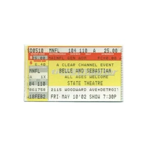Belle & Sebastian Slumber Party State Theatre Detroit MI 5/10/02 canale trasparente - Foto 1 di 1