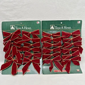 Vintage Trim A Home Kmart Weihnachten 24 rot gold Samt Baum Schleifen Weihnachtsdekoration - Bild 1 von 5