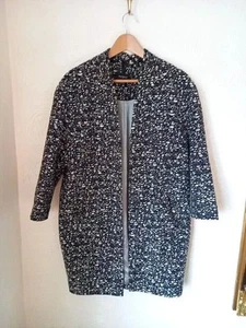 M&S Autograph Smart Open Front Duster Coat Jacket UK 12 Black Mix - Bild 1 von 6