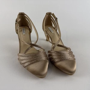Alex Marie Tamera Nova Nude Satin Mesh Rhinestone Detail Pumps Sz 6.5 - Picture 1 of 14