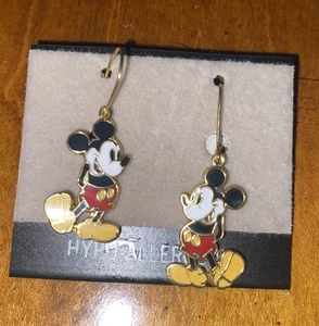 Disney Mickey Mouse earrings Vintage New Dangle Hypoallergenic - Picture 1 of 6