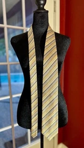 Peacock 100% Silk Men’s Tie Handmade Woven Check Pattern Gold, Blue, Copper, Tan - Picture 1 of 7