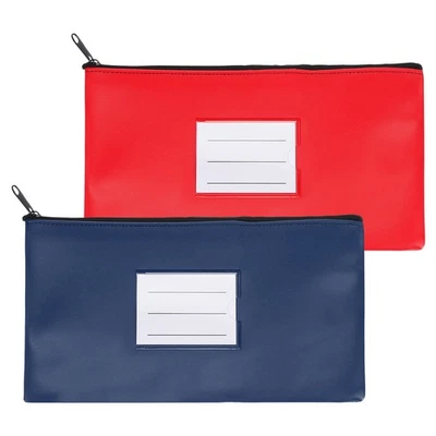 11x6" Money Bank Deposit Bag with Zipper, 2 Pcs Red/Blue - image 1 of 4