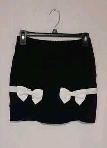 Schwarzer Rock mit weißen Schleifen Damen Größe XS - Bild 1 von 13