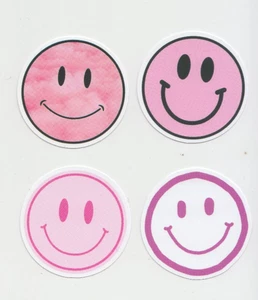4 Smiley Emoji 🙂 Aufkleber Sticker Lachen Lächeln Pink - Bild 1 von 1