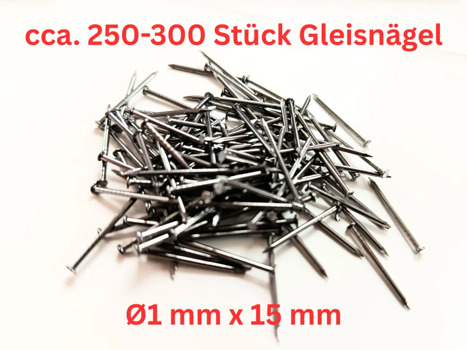 Gleisnägel – Ø1 mm x 15 mm – Modellbahn Nägelsatz, 30g, blank, cca. 250-300 Stk. - Bild 1 von 1