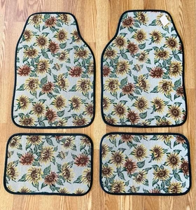 New!! Collections Etc Sunflower 🌻 Car Floor Mats Set of 4, Cute Yellow  Black - Bild 1 von 4