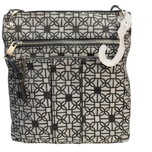 Time and Tru Umhängetasche schwarz-weiß geometrisches Muster verstellbarer Riemen - Bild 1 von 6