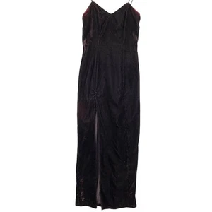 Vtg 90s Jay Jacobs Party Dress Women 5/6 Maxi Sheath Black Velvet Audrey Auburn - Picture 1 of 12