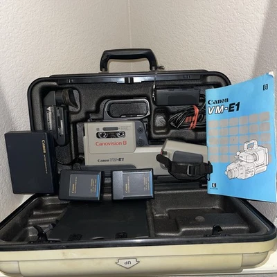 Vintage Canon Canovision 8 VM-E1 Camcorder Bundle w/ HC-E1 Hard Case, Coupler + - Image 1 of 4