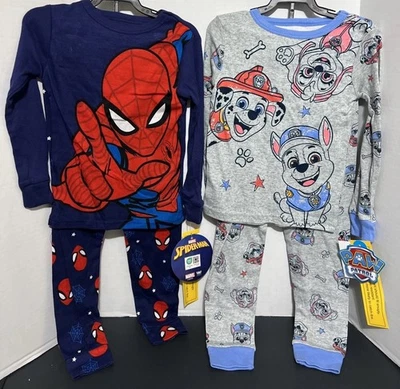 LOTE: Juego de pijama Spider-man & Paw Patrol ajuste ceñido talla 4T - Nuevo con etiquetas Foto 1 de 4