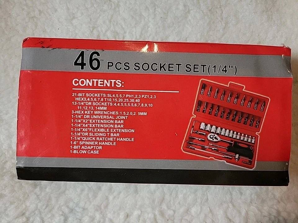 46 Pcs Socket Wrench Set 1/4" Drive Ratchet Metric Kit Garage Car Repair Tool~ - Image 1 of 3