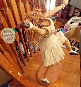 vtg Paper Mache African American Black tennis player figure with stand - Picture 1 of 4
