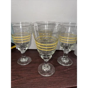 Four (4) Fiesta Homer Laughlin Glass Yellow Banded 12 Oz. Water Goblet, 7 1/4" - Picture 1 of 4