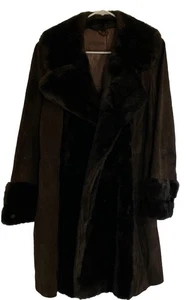 Vintage Lilli Ann London Ledermantel Kunstfell Nerzbesatz Seide gefüttert Gr. Small - Bild 1 von 18