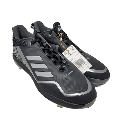 Chuteiras de beisebol masculinas Adidas Icon 7 gotejadas 11,5 preto prata H00998 novas - Imagem 1 de 4