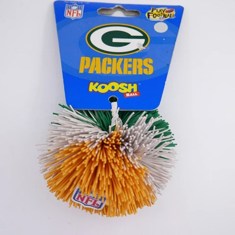 Vintage 90s Green Bay Packers Koosh Ball NFL football toy NEW NOS Cover