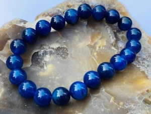 Gemstone beaded Bracelet 10mm BLUE AGATE beads Elastic stretchable - Picture 1 of 3