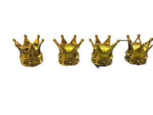 4 ~ Gold "Crown" Universal Air Valve Caps - Picture 1 of 3