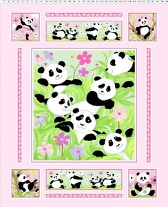 Susybee Panda Party SB20425 520 Panda Party 36" Panel  Cotton - Picture 1 of 1