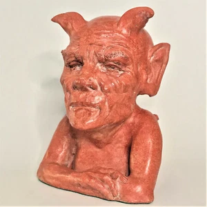 Handmade Unique Red Devil Figurine Sculpture Signed Original Art Collectors Item - Picture 1 of 12