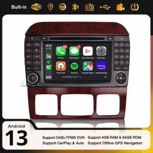 7" Android 14 Autoradio Mercedes Classe S/CL W220 W215 8-Cœurs DAB+ Carplay Navi - Imagen 1 de 17