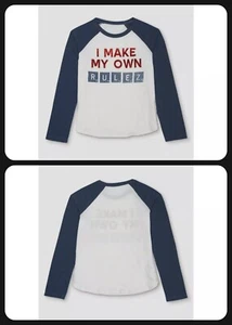 JUNK FOOD Scrabble I Make My Own Rulez Long Sleeve Baseball T-Shirt NWT Size M - Picture 1 of 1