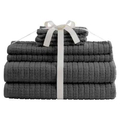 SONOMA PRODUCTS FOR LIFE ULTIMATE TEXTURA REJILLA 6 PIEZAS TOALLAS BAÑO LAVADO A MANO GRIS Foto 1 de 4