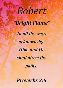 Robert "Bright Flame" ricordo nome biglietto significato con versetto biblico - Foto 1 di 1