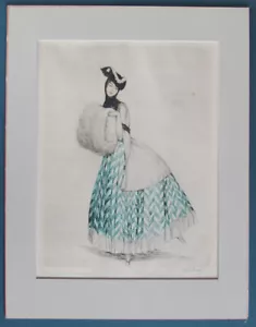 Vintage Otto Goetze 1904-1931 Art Deco Dry Point Etching “ Lady with Fur “ - Picture 1 of 5
