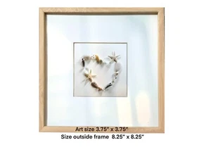 New Handmade Heart Beach Shells Love Sea Glass, Wall Art, Picture Frame - Picture 1 of 3