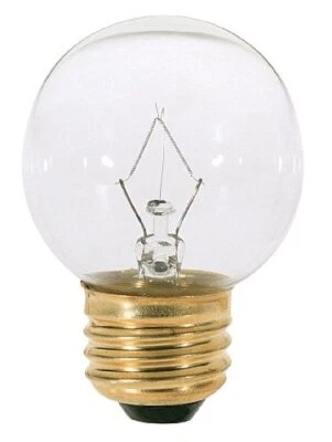 Satco S3838 120V Medium Base 25-Watt G16.5 Light Bulb, Clear - Image 1 of 4