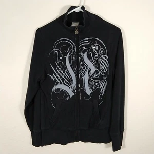 Nike Youth Active Art Print Full Zip Jacket Kangaroo Pocket Black Size L - Picture 1 of 10