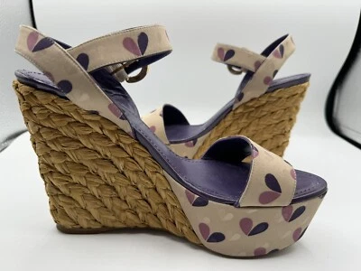 Sandalias Louis Vuitton Cuña Patrón Corazón Rosa Púrpura Para Mujer EU 38.5 Foto 1 de 4