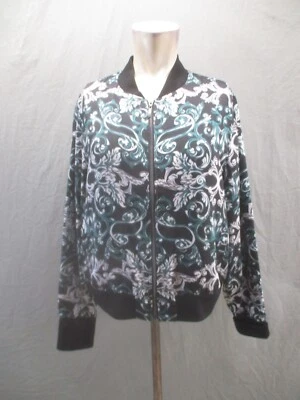 NUEVO SIN ETIQUETAS INC Talla L Mujer Paisley Cremallera Completa Bolsillo Chaqueta Bomber Ligera 403 Foto 1 de 4