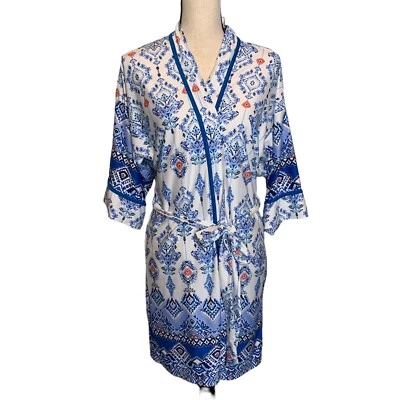 In Bloom by Jonquil Robe Womens XS - S Wrap Blue White Sewn On Belt - Image 1 of 4