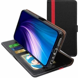 Coque Xiaomi Redmi Note 8 Etui Portefeuille Housse PU Cuir Porte-Cartes, Noir - Photo 1 sur 4