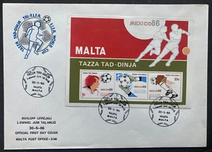 Malta FDC First Day Cover Mexico 1986 Block Special Cancellations - Picture 1 of 2