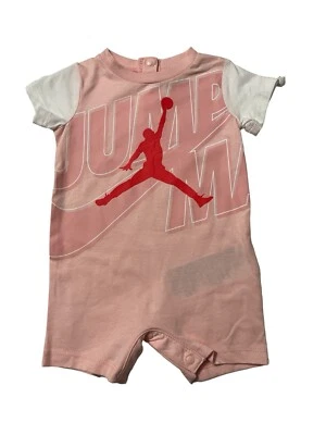 Jordan Jumpman White & Pink Romper For Little Girls - Image 1 of 3