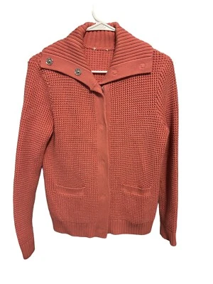 Cárdigan tejido gofre cuello embudo rosa KATE HILL medidas en fotos Foto 1 de 4